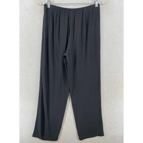 EILEEN FISHER Pants PP Petite Silk Georgette Crepe Pull On Side Zip Gray - Picture 2 of 11
